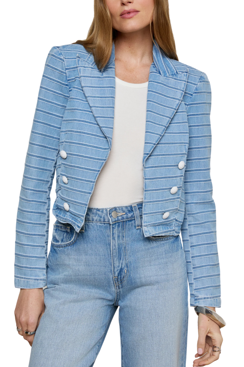 Dolly Striped Denim Blazer-L'AGENCE-Boyds Philadelphia
