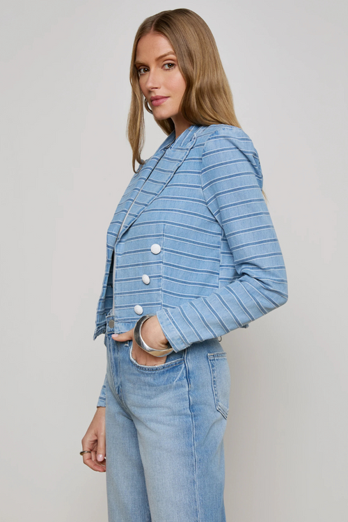 Dolly Striped Denim Blazer view 2