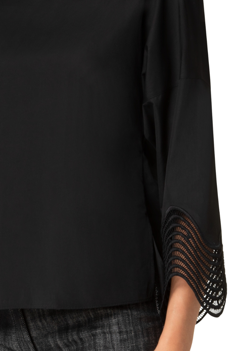 Waved Lace Poplin Blouse-Akris Punto-Boyds Philadelphia