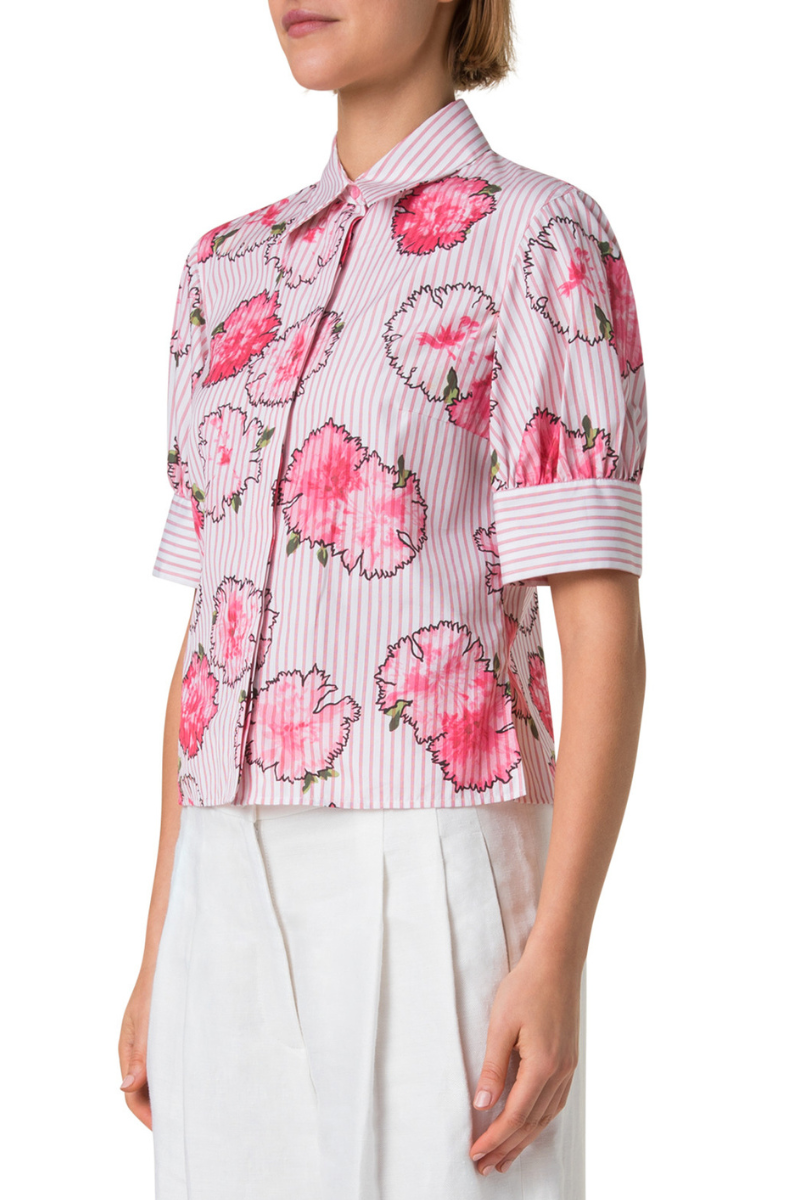 Carnation Print Stripe Shirt-Akris Punto-Boyds Philadelphia