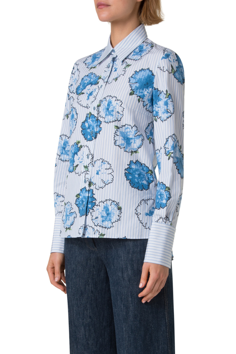 Carnation Print Stripe Shirt-Akris Punto-Boyds Philadelphia