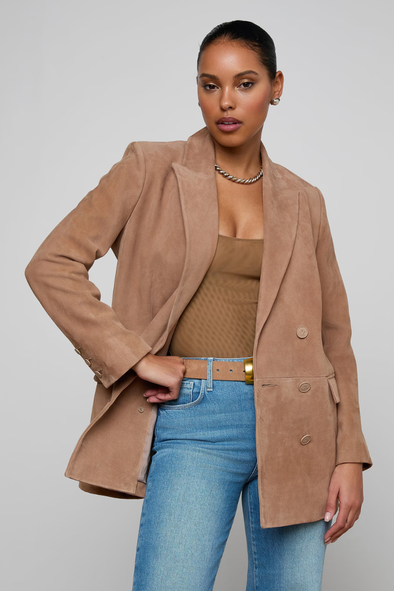Aimee Oversized Suede Blazer-L'AGENCE-Boyds Philadelphia