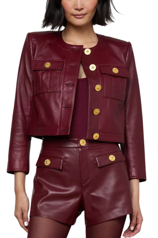 Deidra Cropped Leather Jacket-L'AGENCE-Boyds Philadelphia