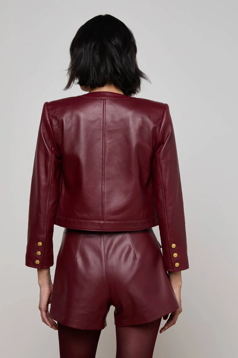 Deidra Cropped Leather Jacket-L'AGENCE-Boyds Philadelphia