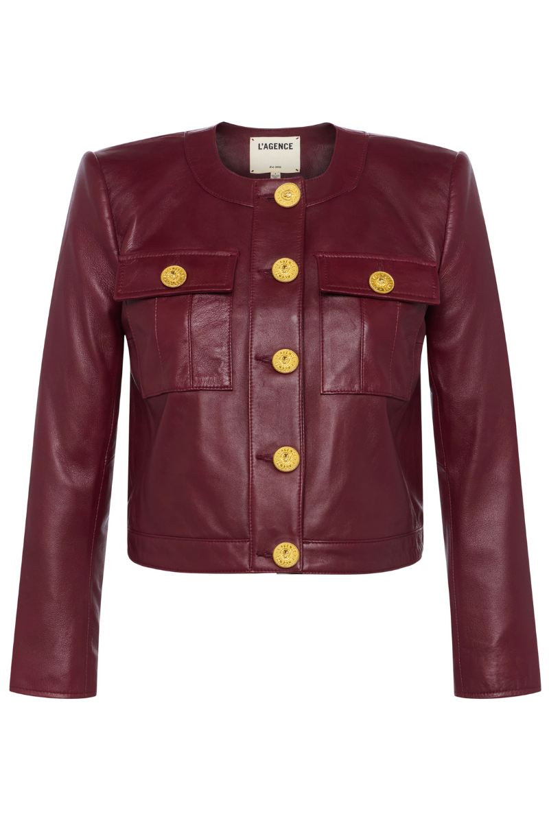 Deidra Cropped Leather Jacket-L'AGENCE-Boyds Philadelphia