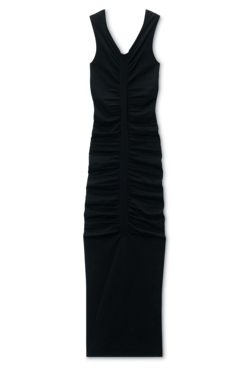 Ruched Wide V-Neck Maxi Dress-Alexander Wang-Boyds Philadelphia