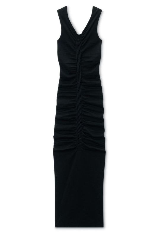 Ruched Wide V-Neck Maxi Dress-Alexander Wang-Boyds Philadelphia