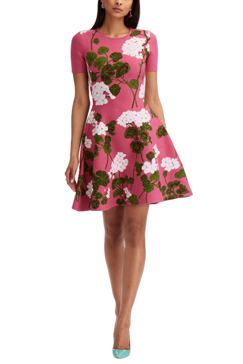 Geranium Jacquard Dress-Oscar de la Renta-Boyds Philadelphia