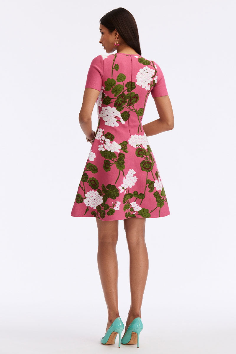 Geranium Jacquard Dress-Oscar de la Renta-Boyds Philadelphia
