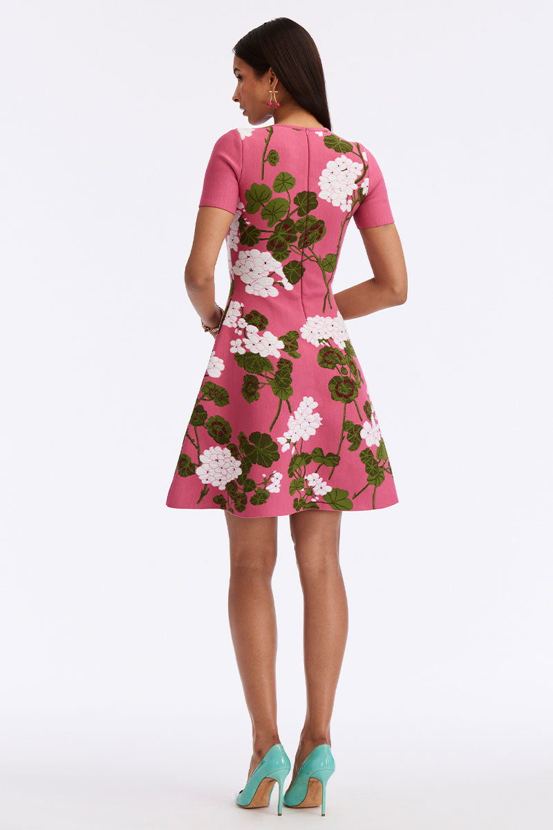 Geranium Jacquard Dress-Oscar de la Renta-Boyds Philadelphia