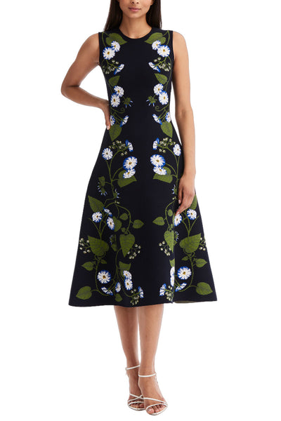 Morning Glory Jacquard Midi Dress-Oscar de la Renta-Boyds Philadelphia