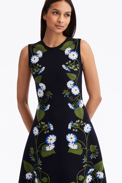 Morning Glory Jacquard Midi Dress-Oscar de la Renta-Boyds Philadelphia