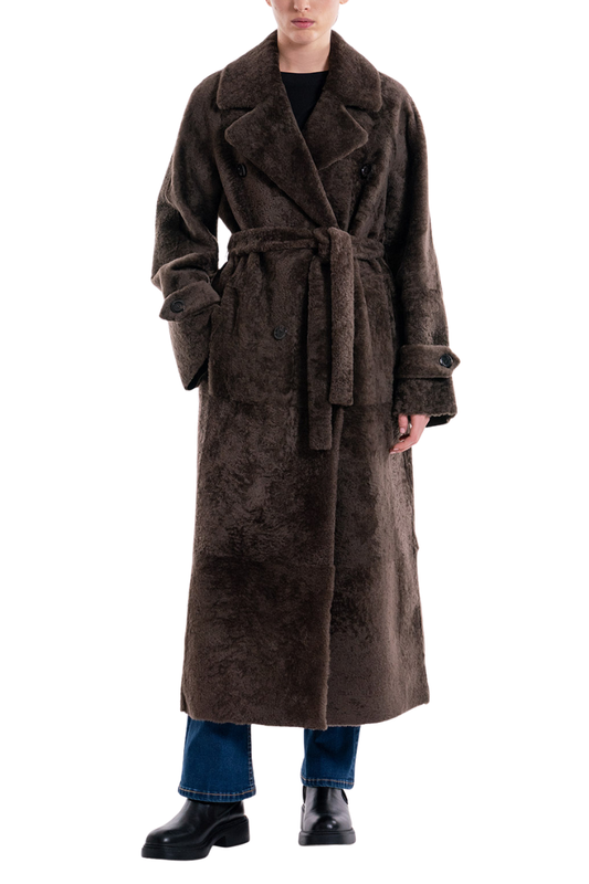 Astrakhan Shearling Trench Coat-BLANCHA-Boyds Philadelphia