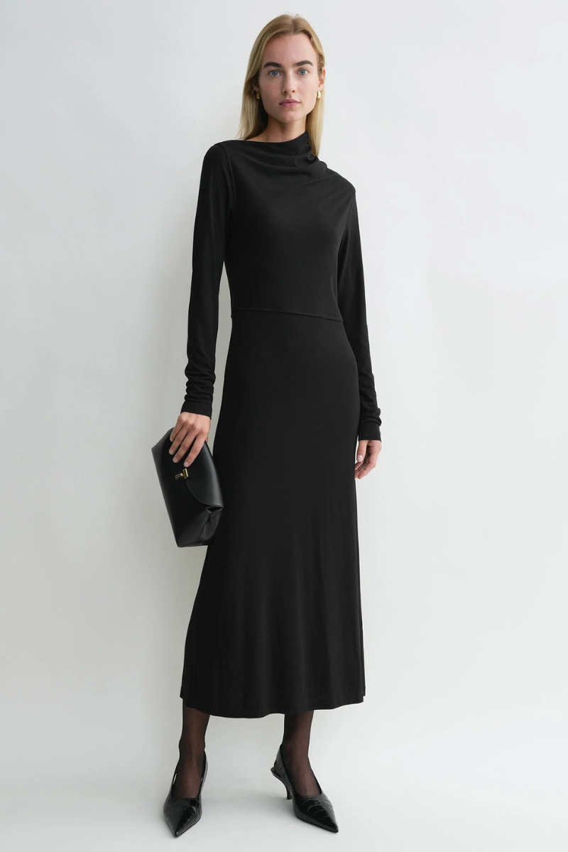 Toteme Draped Jersey Dress - Black Toteme Draped Jersey Dress - Black
