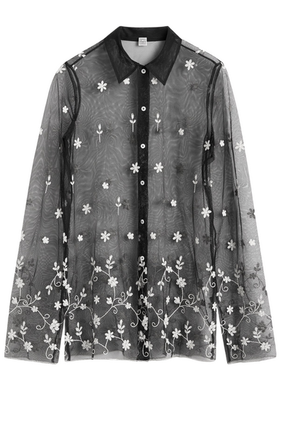 【新品】Hella tulle embroidery shirt アイボリー Embroidered Tulle Cut-On Sleeve Shirt — Kat Makes