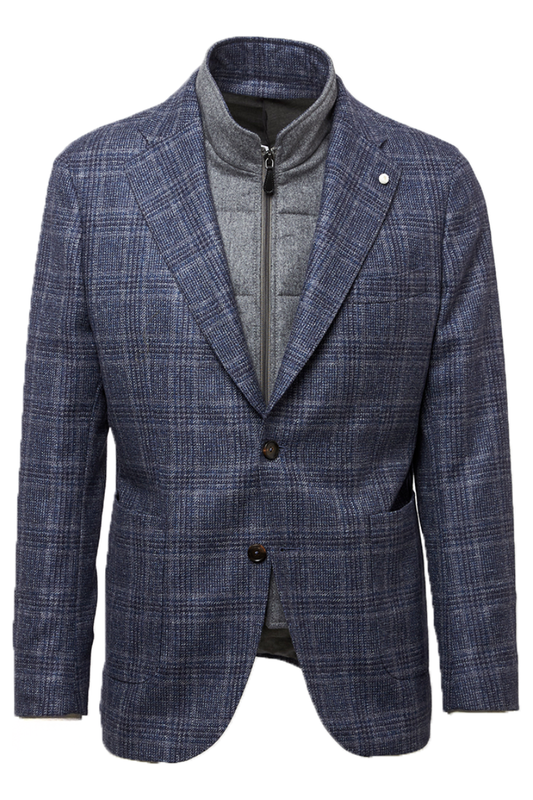Grey Plaid Convertible Jacket-Luigi Bianchi-Boyds Philadelphia