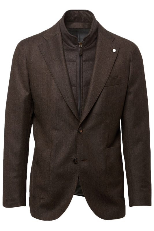 Brown Chevron Convertible Jacket-Luigi Bianchi-Boyds Philadelphia