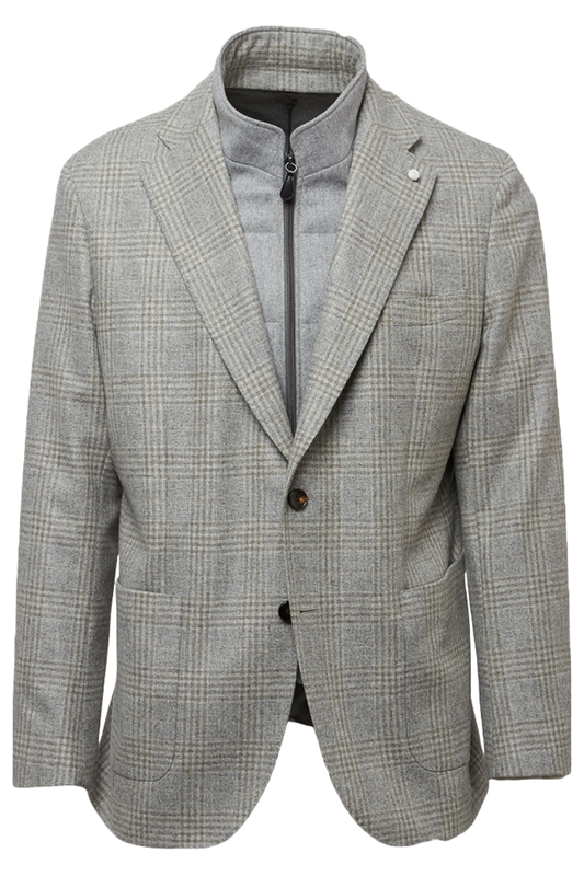Grey Plaid Convertible Jacket-Luigi Bianchi-Boyds Philadelphia