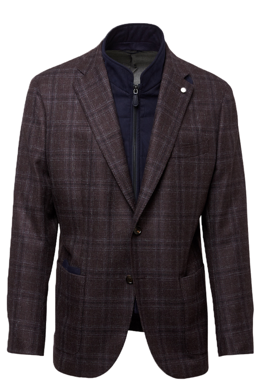 Plum Window Plaid Convertible Jacket-Luigi Bianchi-Boyds Philadelphia