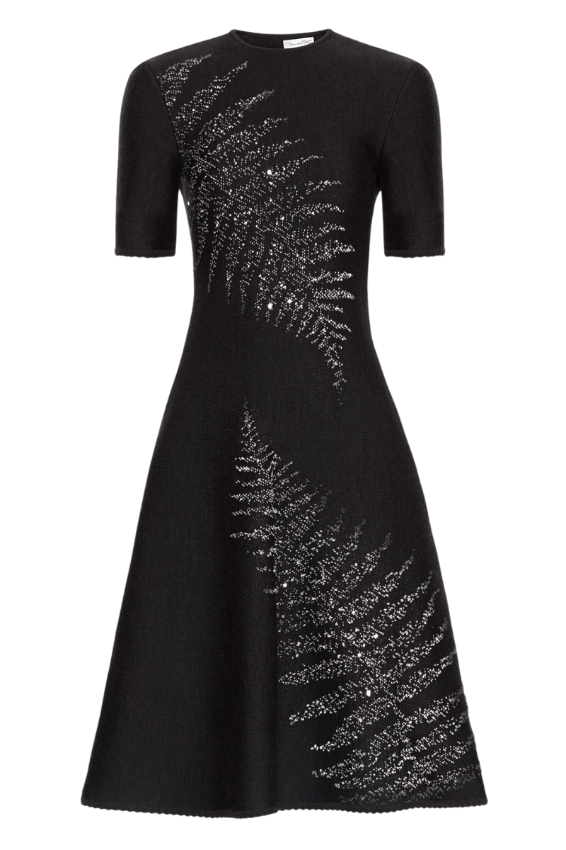 Fern Embroidered Knit Dress-Oscar de la Renta-Boyds Philadelphia