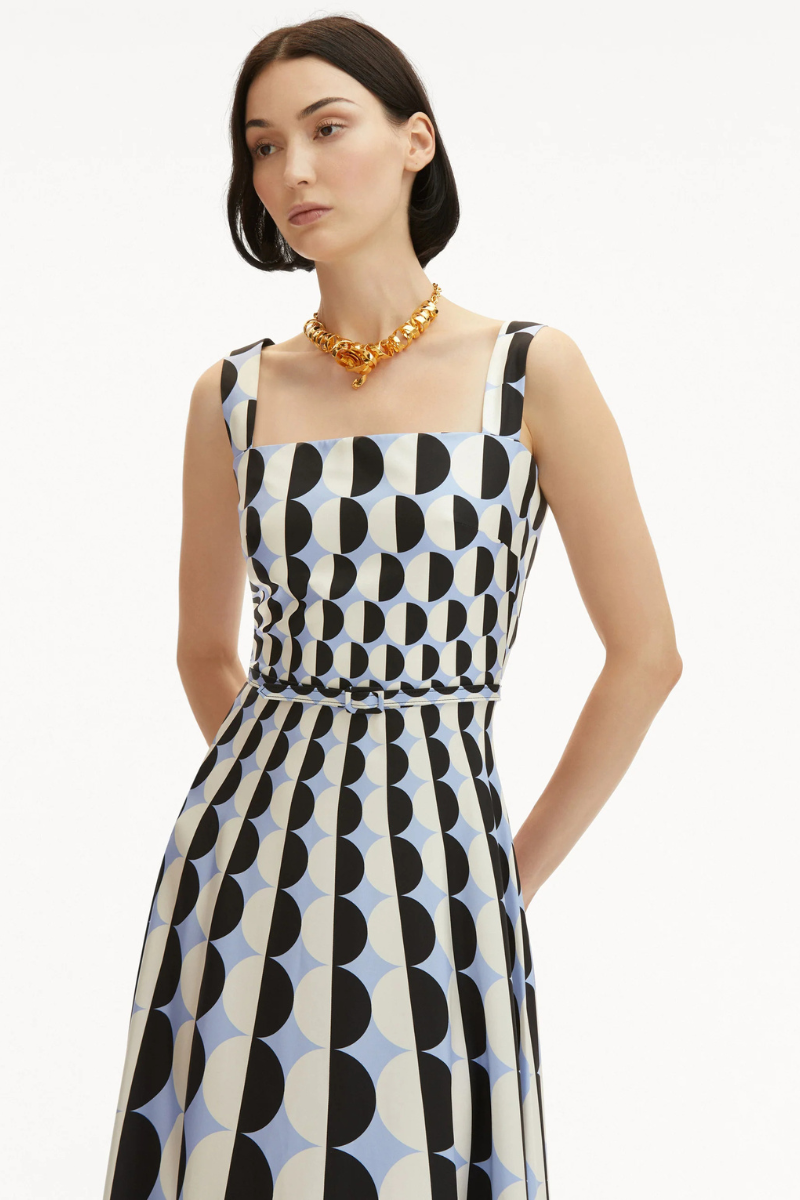 Geometric Circle Silk Twill Dress-Oscar de la Renta-Boyds Philadelphia