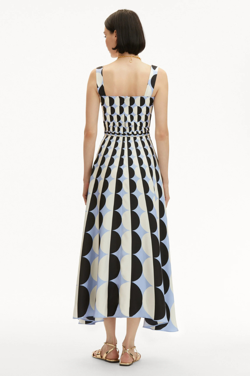 Geometric Circle Silk Twill Dress-Oscar de la Renta-Boyds Philadelphia