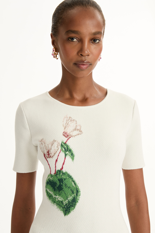 Cyclamen Jacquard Dress-Oscar de la Renta-Boyds Philadelphia