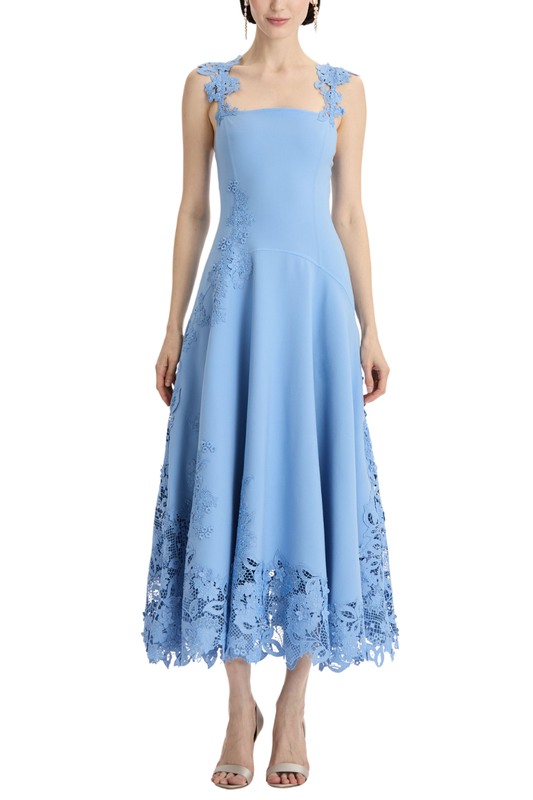 Porcelain Flower Guipure Dress-Oscar de la Renta-Boyds Philadelphia