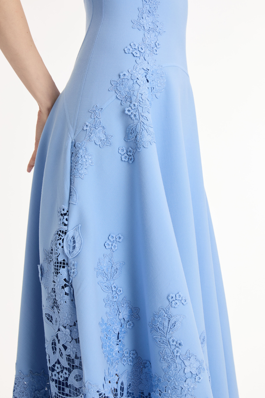 Porcelain Flower Guipure Dress-Oscar de la Renta-Boyds Philadelphia