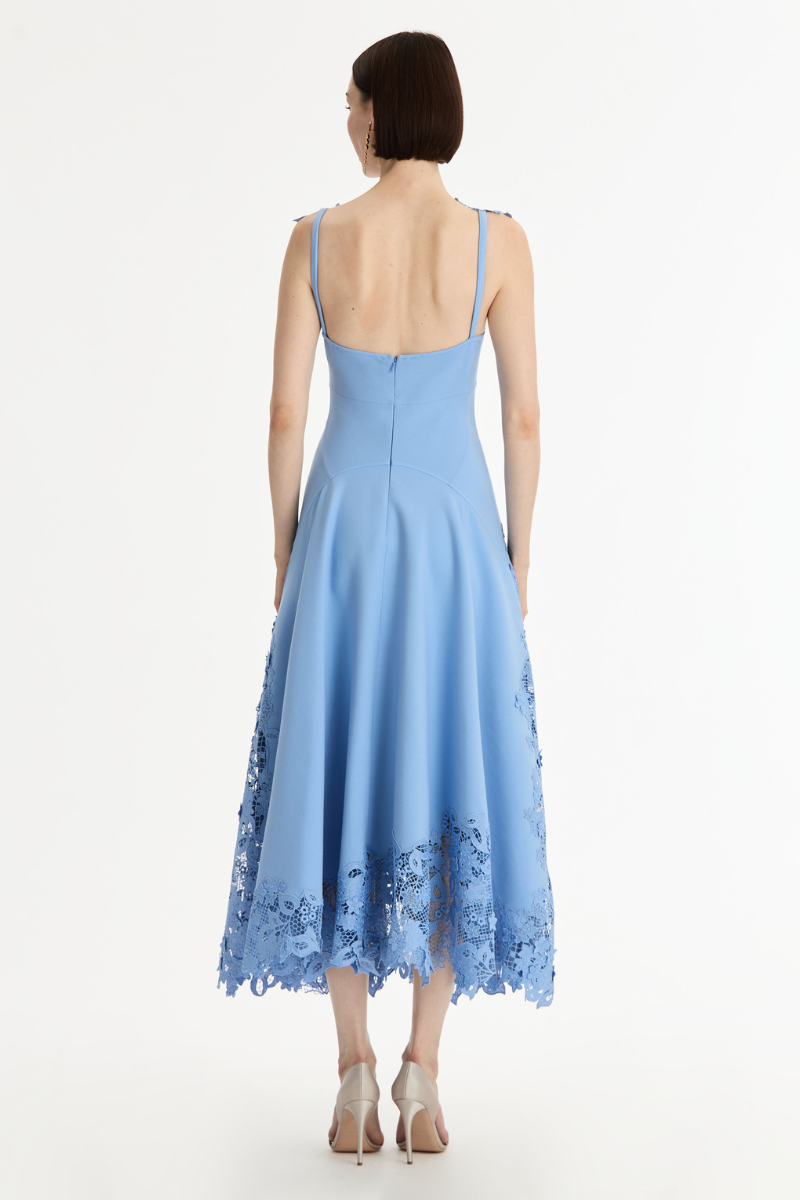Porcelain Flower Guipure Dress-Oscar de la Renta-Boyds Philadelphia