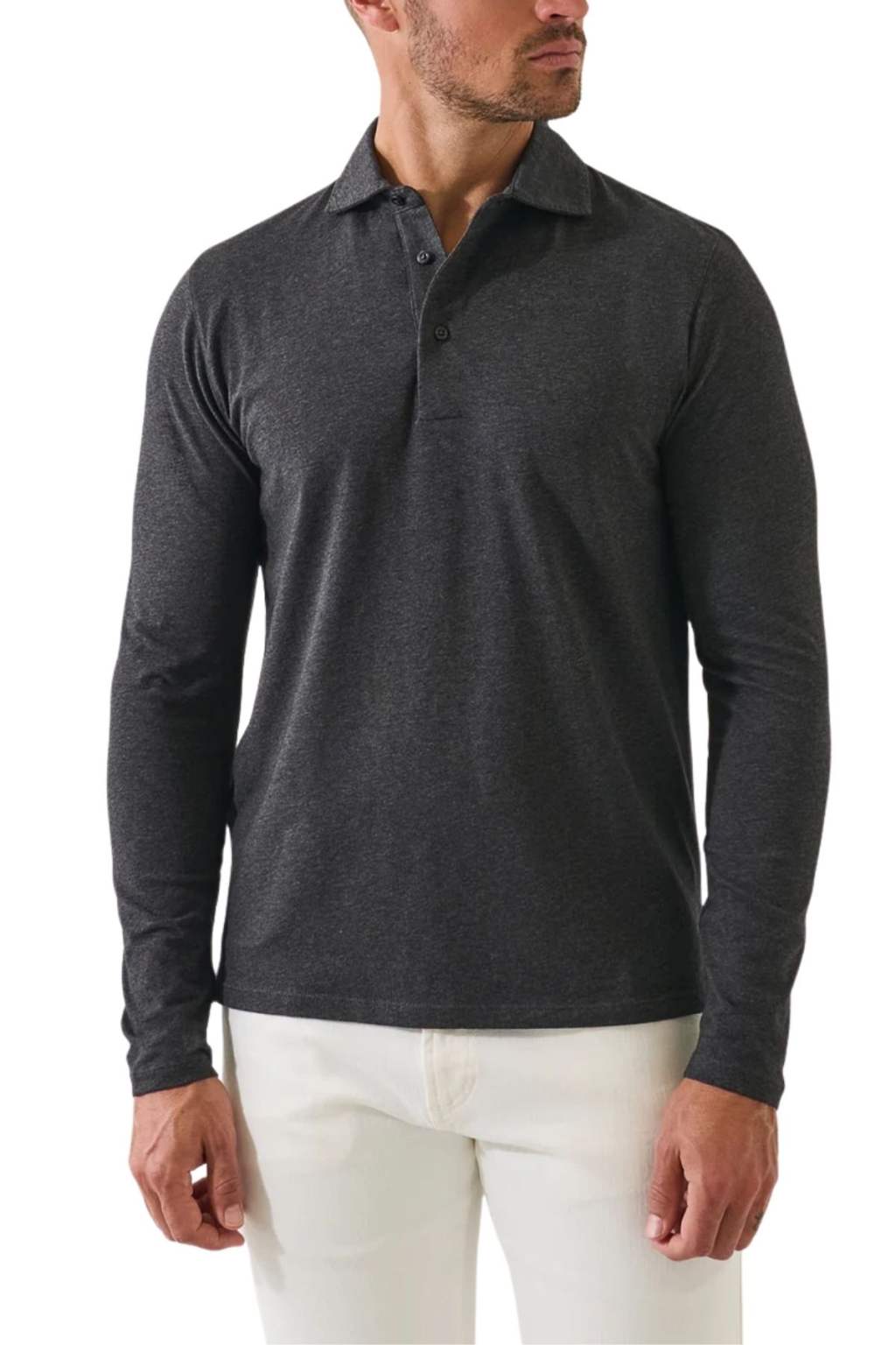 Pima Cotton Stretch Long Sleeve Polo-Patrick Assaraf-Boyds Philadelphia