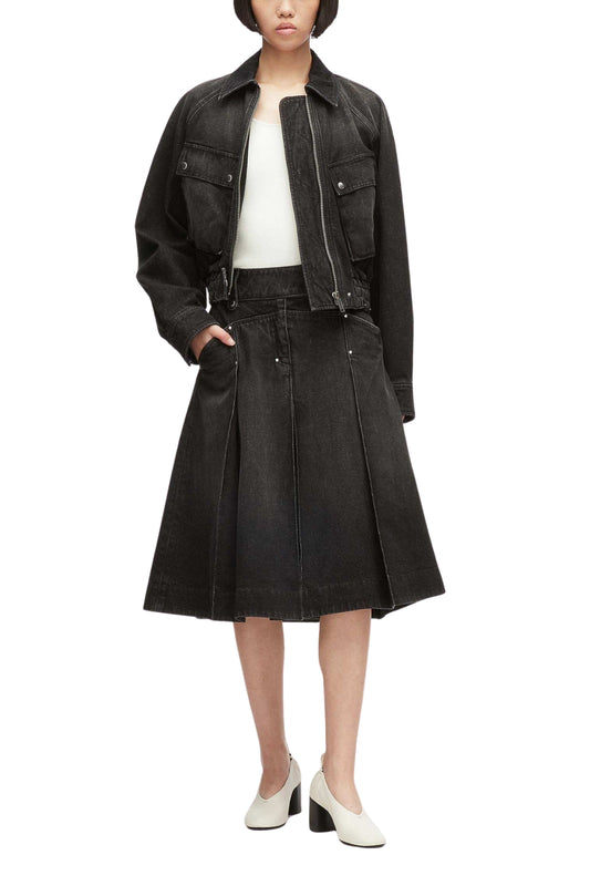 Pleated Denim Midi Skirt-3.1 Phillip Lim-Boyds Philadelphia
