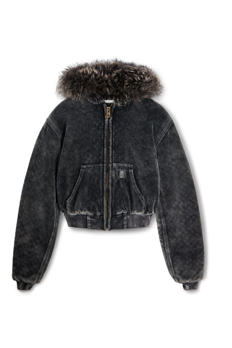 Zip-up Velour Hoodie-Alexander Wang-Boyds Philadelphia