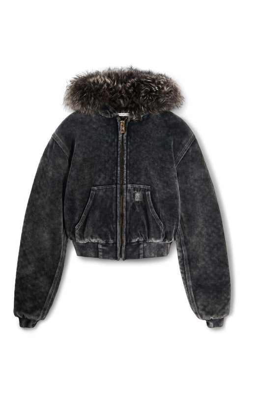 Zip-up Velour Hoodie-Alexander Wang-Boyds Philadelphia