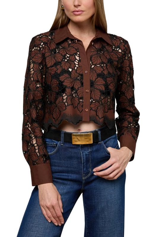 Seychelle Cropped Eyelet Blouse-L'AGENCE-Boyds Philadelphia