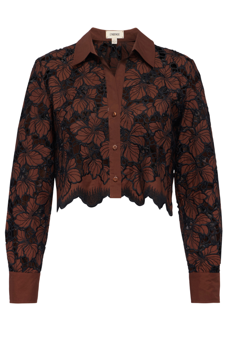 Seychelle Cropped Eyelet Blouse-L'AGENCE-Boyds Philadelphia