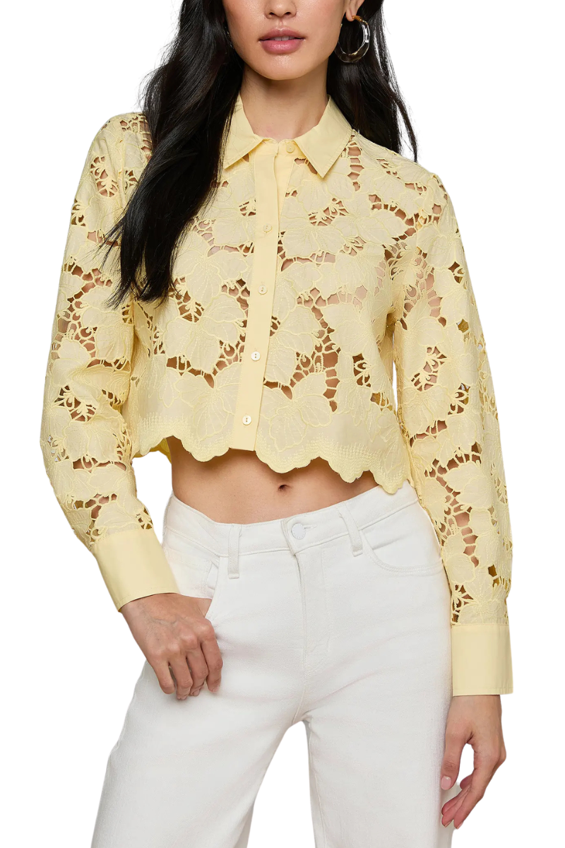 Seychelle Cropped Eyelet Blouse-L'AGENCE-Boyds Philadelphia