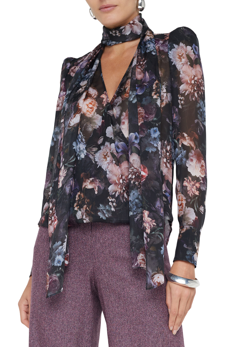 Cambria Silk Tie-Neck Blouse-L'AGENCE-Boyds Philadelphia