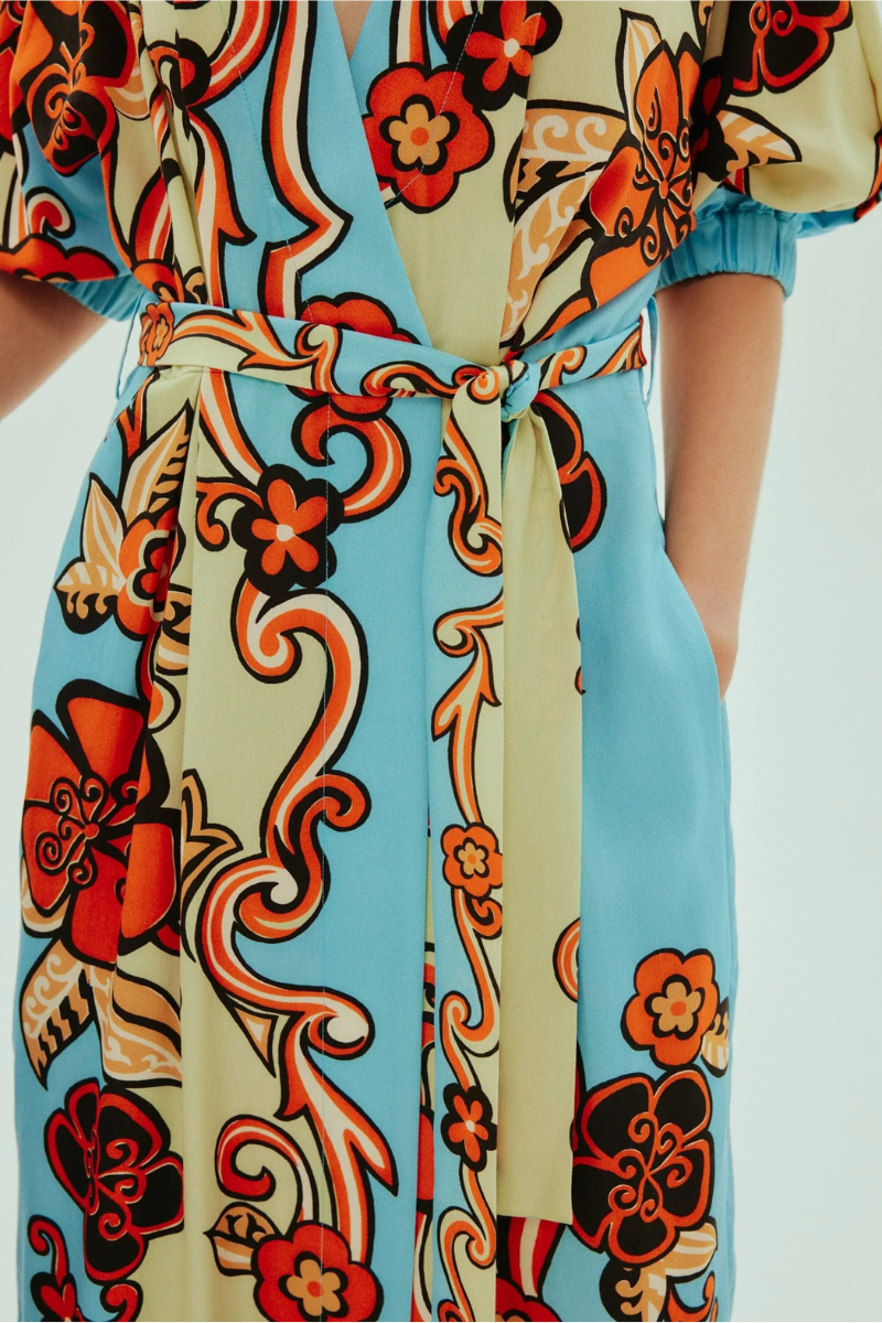 Ondine Wrap Midi Dress by ALEMAIS Ondine Wrap Midi Dress by ALEMAIS