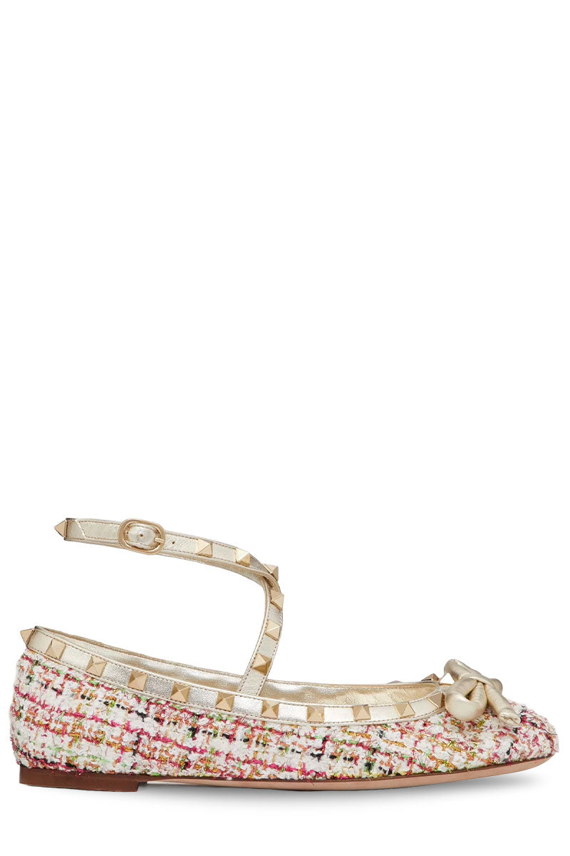 Rockstud Tweed Ballerina-VALENTINO Garavani-Boyds Philadelphia