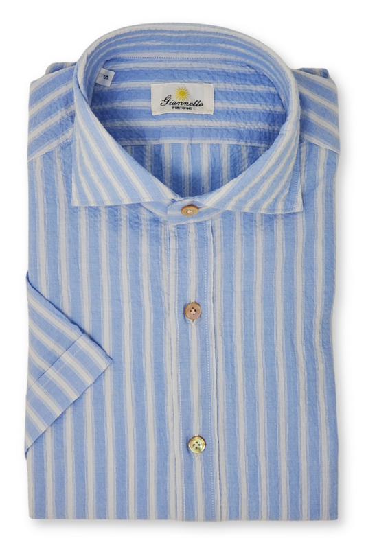 Short Sleeve Crinkle Seersucker Shirt-Giannetto Portofino-Boyds Philadelphia