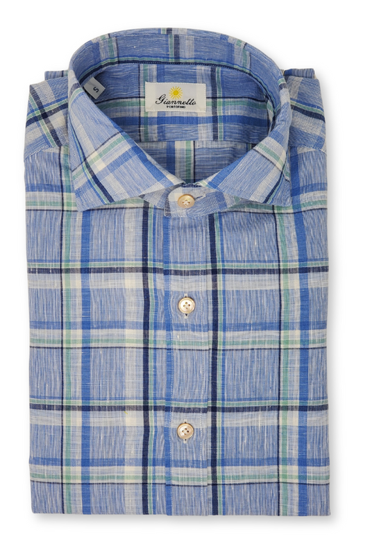Blue Plaid Shirt-Giannetto Portofino-Boyds Philadelphia