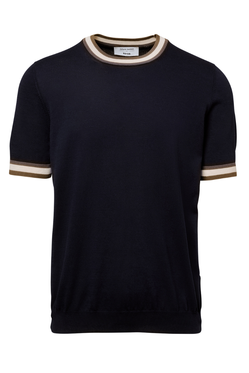 Trimmed Short Sleeve Crew-Gran Sasso-Boyds Philadelphia
