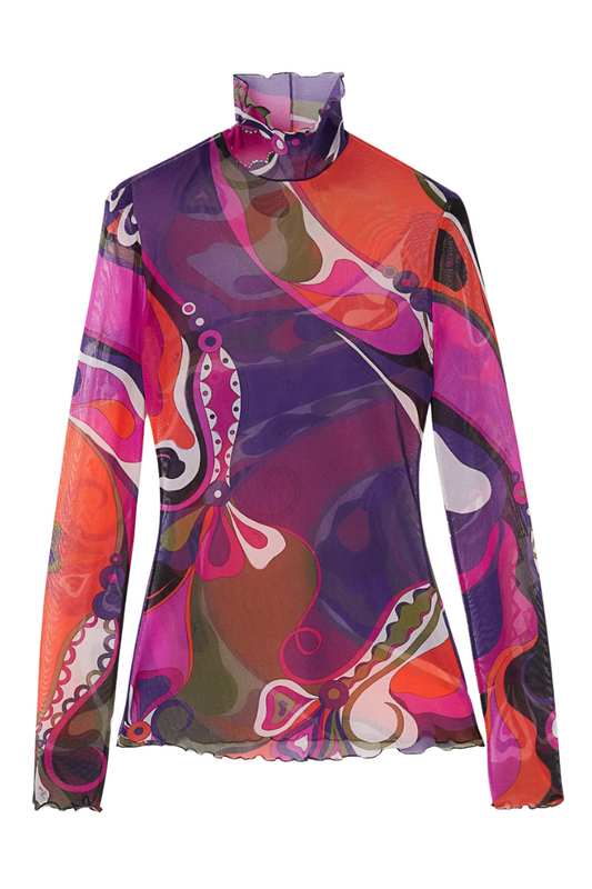 Orchidee Print Tulle Top-PUCCI-Boyds Philadelphia