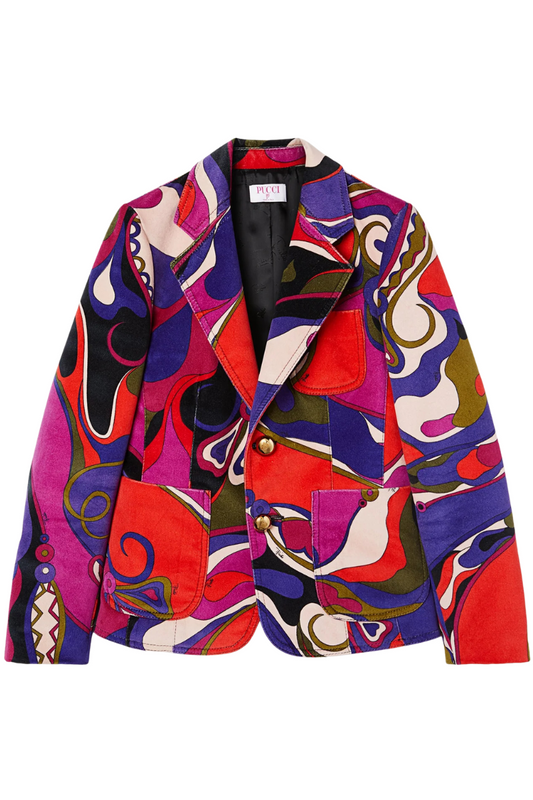 Orchidee Print Velvet Jacket-PUCCI-Boyds Philadelphia