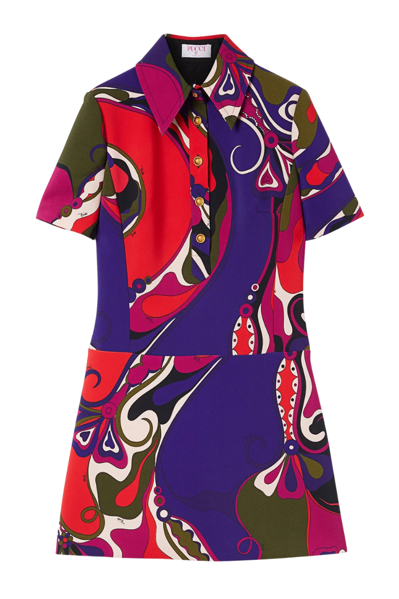 Orchidee Print Short Dress-PUCCI-Boyds Philadelphia