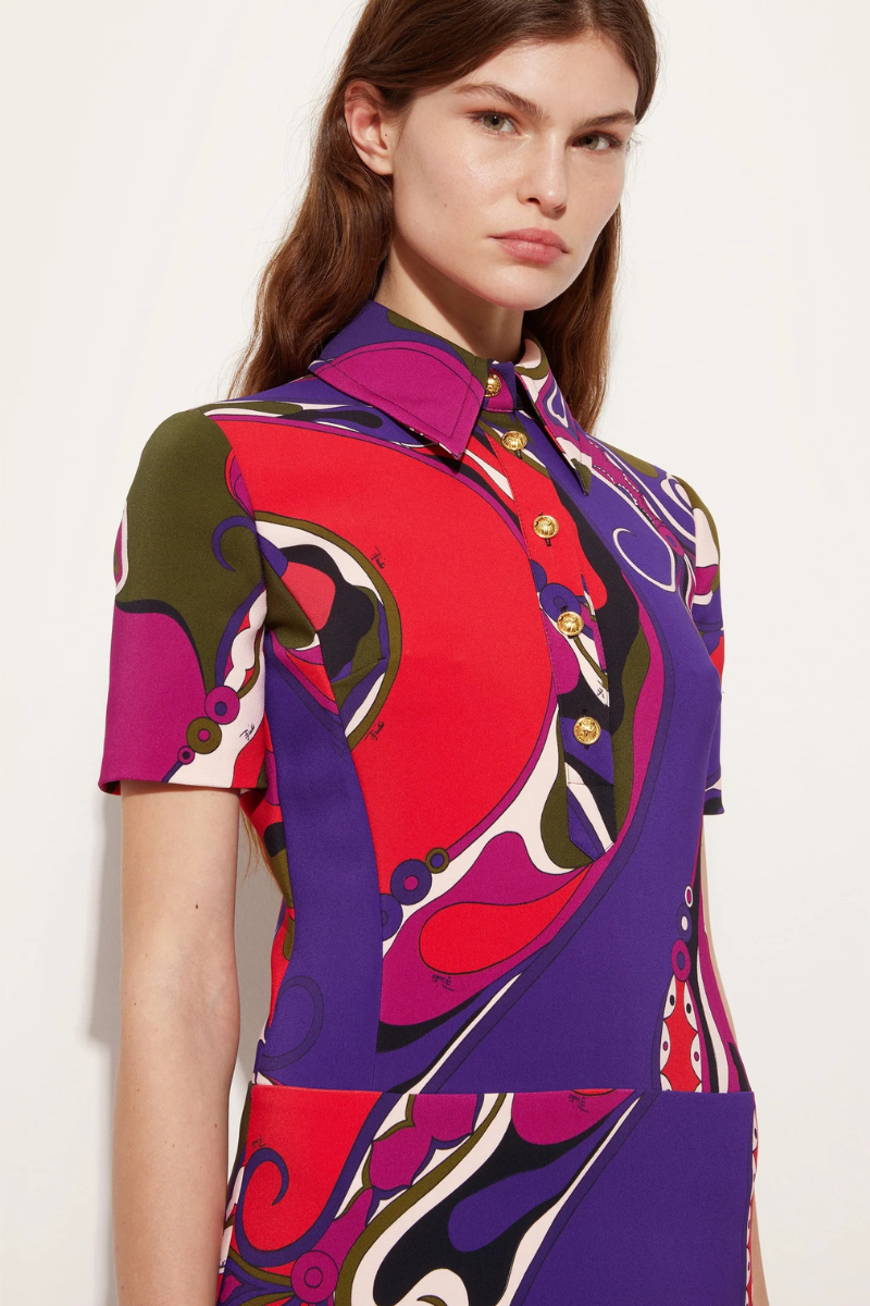 Orchidee Print Short Dress-PUCCI-Boyds Philadelphia