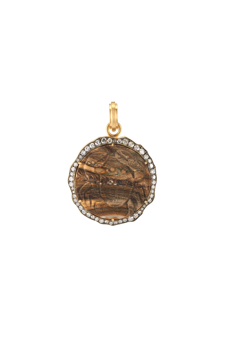 Cancer Jurassic Fossil Alaskan Coral Pendant-Sylva & Cie-Boyds Philadelphia