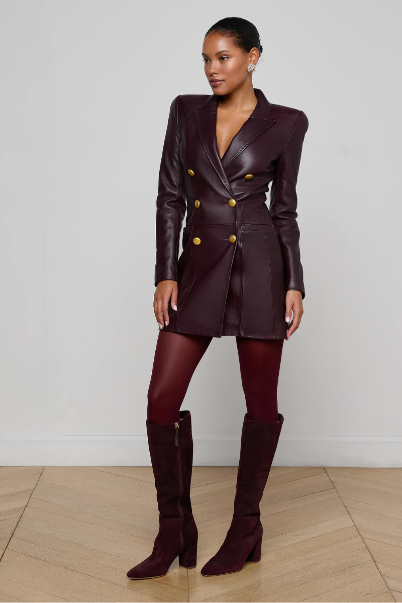 Tora Leather Blazer Dress by L'AGENCE Tora Leather Blazer Dress by L'AGENCE