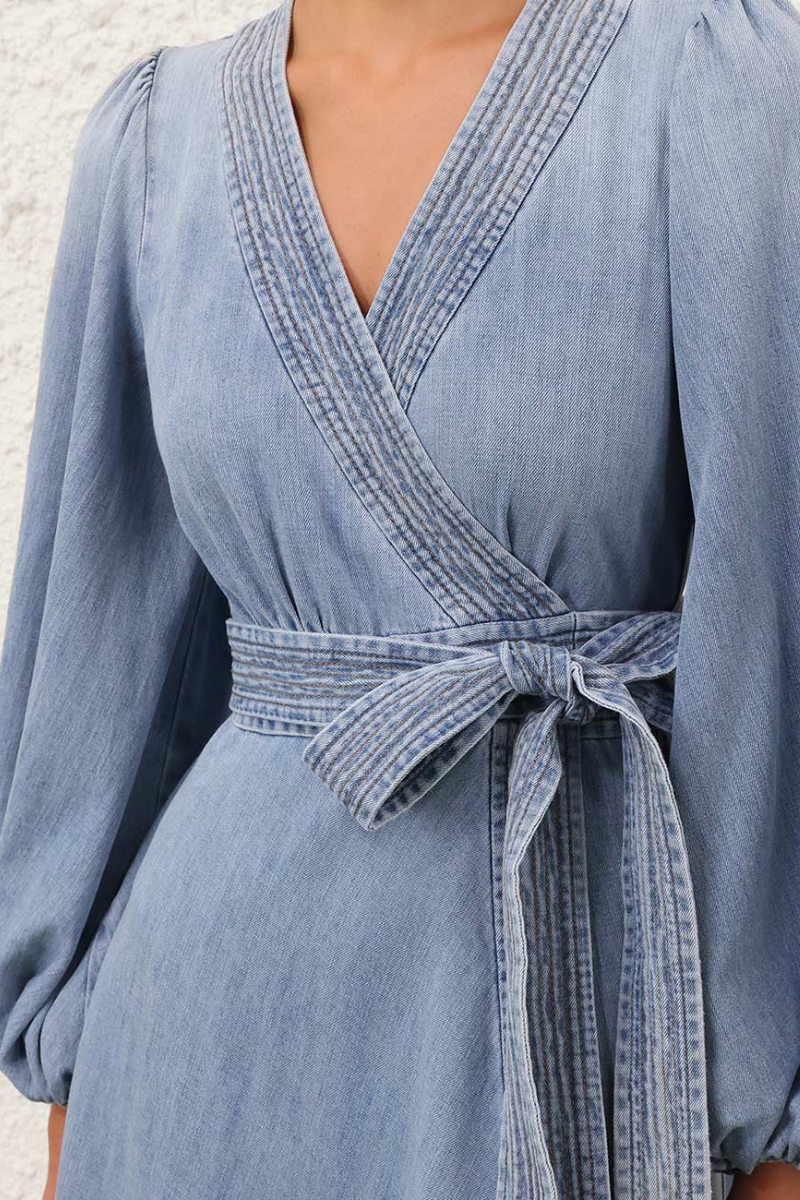 Indra Denim Wrap Midi Dress by ZIMMERMANN